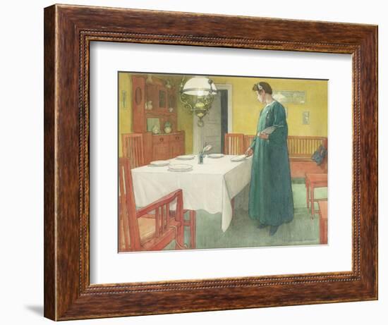 The Household (Lisbeth Setting the Table) by Carl Larsson-null-Framed Photographic Print