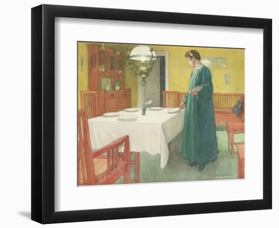 The Household (Lisbeth Setting the Table) by Carl Larsson-null-Framed Photographic Print