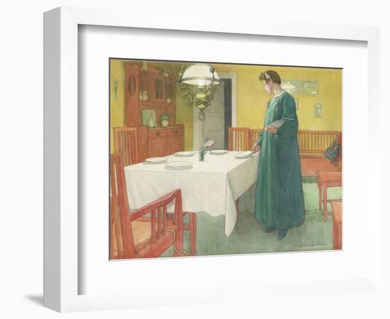 The Household (Lisbeth Setting the Table) by Carl Larsson-null-Framed Photographic Print