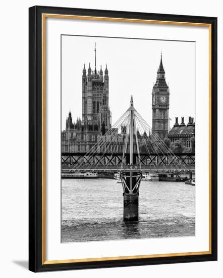 The Houses of Parliament and Big Ben - Hungerford Bridge and River Thames - City of London - UK-Philippe Hugonnard-Framed Photographic Print
