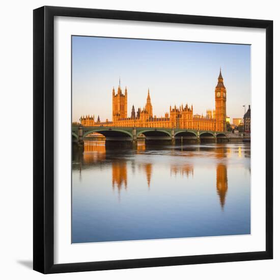 The Houses of Parliament and the River Thames Illuminated at Sunrise.-Doug Pearson-Framed Photographic Print