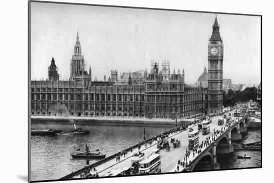 The Houses of Parliament and Westminster Bridge, London, 1926-1927-null-Mounted Giclee Print