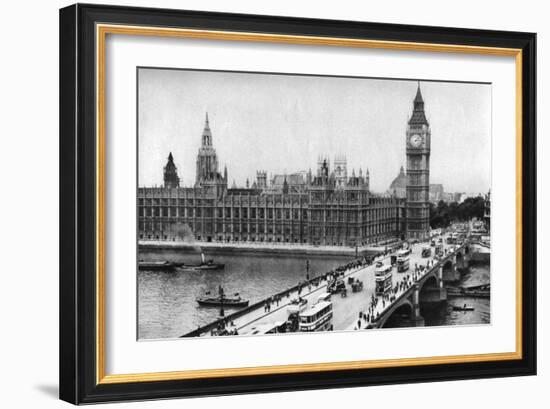 The Houses of Parliament and Westminster Bridge, London, 1926-1927-null-Framed Giclee Print