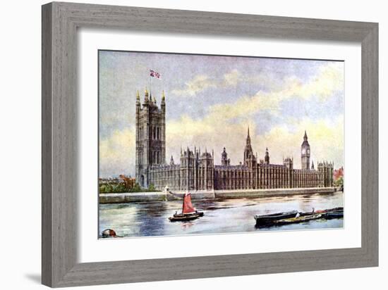 The Houses of Parliament from Lambeth Palace, Westminster, London, C1905-null-Framed Giclee Print