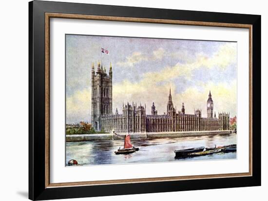 The Houses of Parliament from Lambeth Palace, Westminster, London, C1905-null-Framed Giclee Print