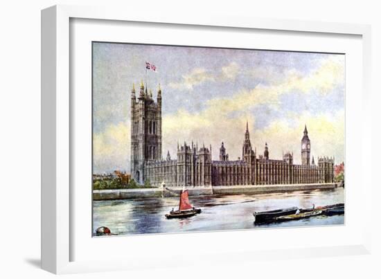 The Houses of Parliament from Lambeth Palace, Westminster, London, C1905-null-Framed Giclee Print