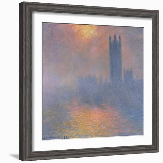 The Houses of Parliament, London, with the Sun Breaking Through the Fog, 1904-Claude Monet-Framed Giclee Print