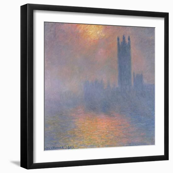 The Houses of Parliament, London, with the Sun Breaking Through the Fog, 1904-Claude Monet-Framed Giclee Print