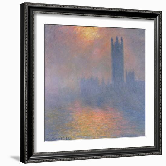 The Houses of Parliament, London, with the Sun Breaking Through the Fog, 1904-Claude Monet-Framed Giclee Print