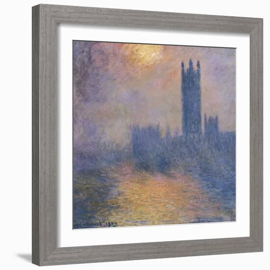 The Houses of Parliament, London, with the Sun Breaking Through the Fog-Claude Monet-Framed Art Print