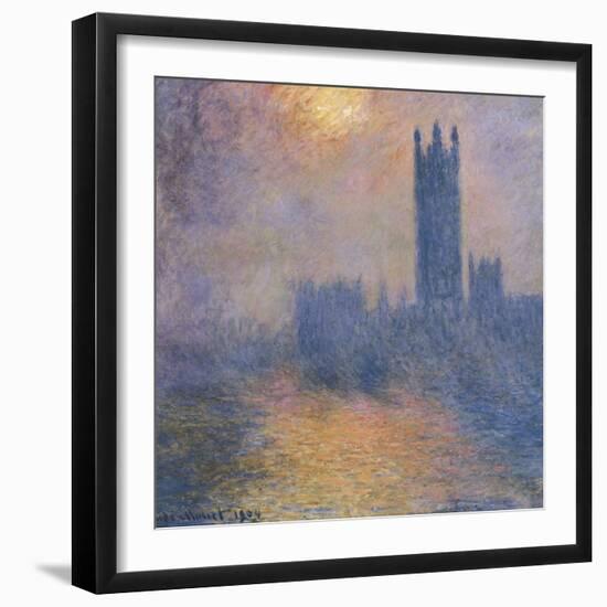 The Houses of Parliament, London, with the Sun Breaking Through the Fog-Claude Monet-Framed Art Print