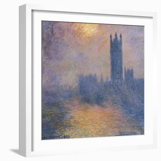 The Houses of Parliament, London, with the Sun Breaking Through the Fog-Claude Monet-Framed Art Print