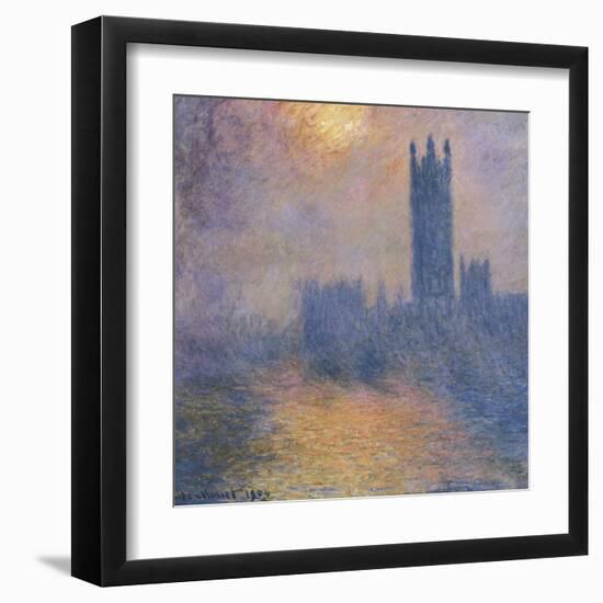 The Houses of Parliament, London, with the Sun Breaking Through the Fog-Claude Monet-Framed Art Print