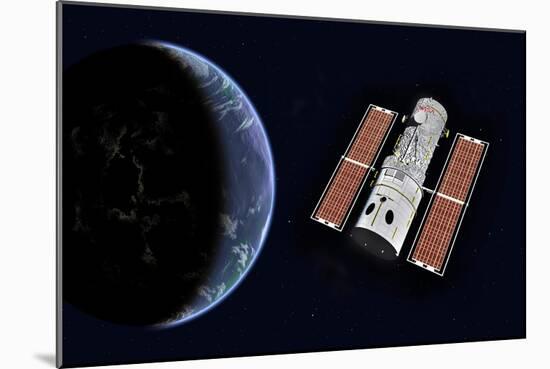 The Hubble Space Telescope in Earth Orbit-null-Mounted Art Print