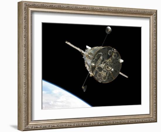 The Hubble Space Telescope in Orbit Above Earth-null-Framed Photographic Print