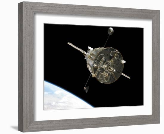 The Hubble Space Telescope in Orbit Above Earth-null-Framed Photographic Print