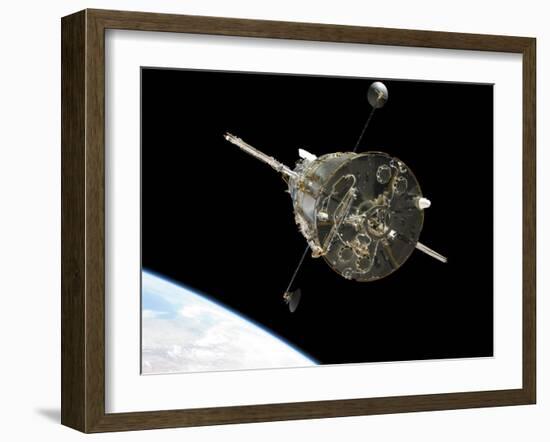 The Hubble Space Telescope in Orbit Above Earth-null-Framed Photographic Print