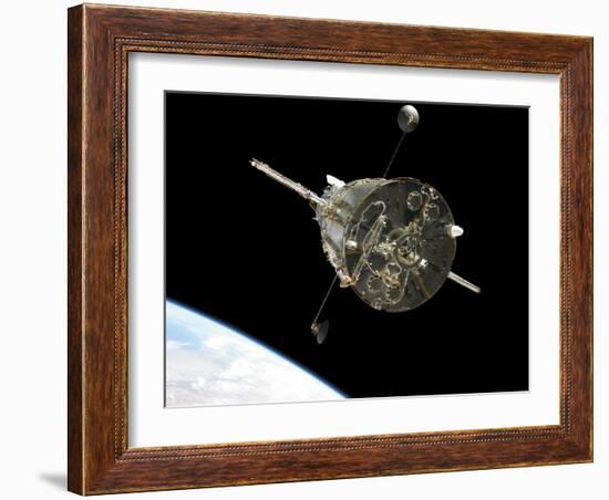 The Hubble Space Telescope in Orbit Above Earth-null-Framed Photographic Print