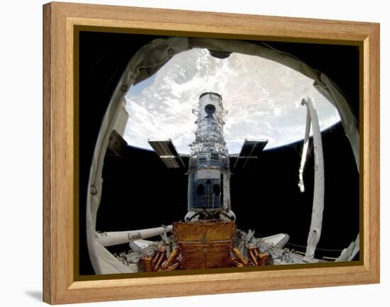 The Hubble Space Telescope, Locked Down in the Cargo Bay of Space Shuttle Atlantis-null-Framed Premier Image Canvas