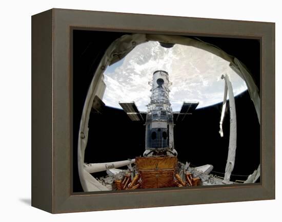 The Hubble Space Telescope, Locked Down in the Cargo Bay of Space Shuttle Atlantis-null-Framed Premier Image Canvas