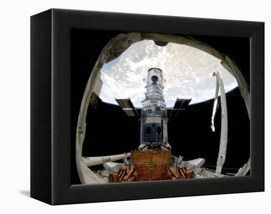 The Hubble Space Telescope, Locked Down in the Cargo Bay of Space Shuttle Atlantis-null-Framed Premier Image Canvas