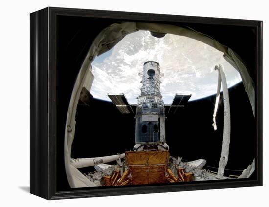 The Hubble Space Telescope, Locked Down in the Cargo Bay of Space Shuttle Atlantis-null-Framed Premier Image Canvas