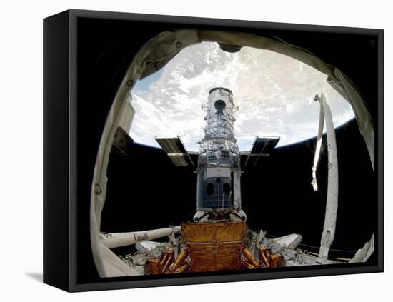 The Hubble Space Telescope, Locked Down in the Cargo Bay of Space Shuttle Atlantis-null-Framed Premier Image Canvas