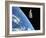 The Hubble Space Telescope with a Blue Earth in the Background-Stocktrek Images-Framed Photographic Print