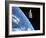 The Hubble Space Telescope with a Blue Earth in the Background-Stocktrek Images-Framed Photographic Print