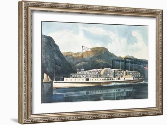 The Hudson River Steamboat "St. John"-Currier & Ives-Framed Giclee Print