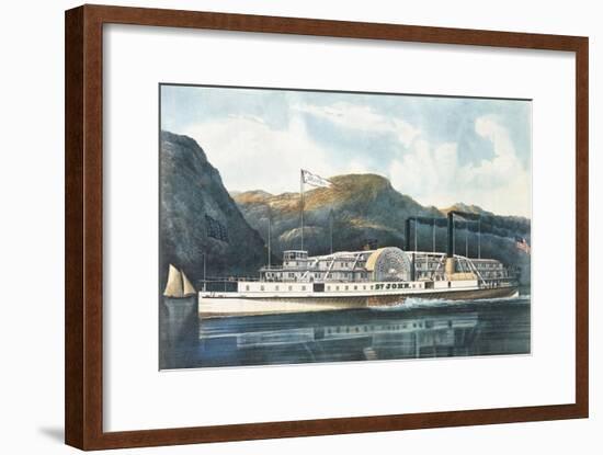 The Hudson River Steamboat "St. John"-Currier & Ives-Framed Giclee Print