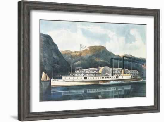 The Hudson River Steamboat "St. John"-Currier & Ives-Framed Giclee Print