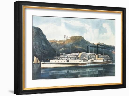 The Hudson River Steamboat "St. John"-Currier & Ives-Framed Giclee Print