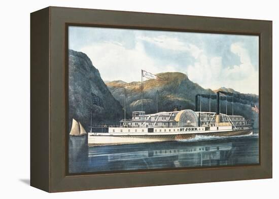 The Hudson River Steamboat "St. John"-Currier & Ives-Framed Premier Image Canvas