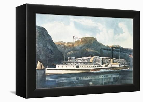 The Hudson River Steamboat "St. John"-Currier & Ives-Framed Premier Image Canvas