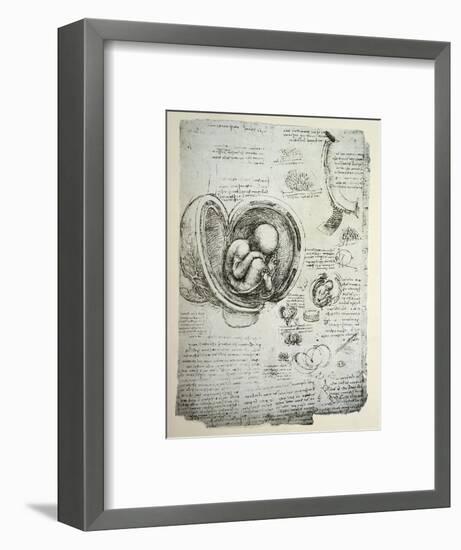 The Human Foetus in the Womb, Facsimile Copy-Leonardo da Vinci-Framed Premium Giclee Print