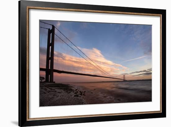 The Humber Bridge at Dusk, East Riding of Yorkshire, Yorkshire, England, United Kingdom, Europe-Mark Sunderland-Framed Photographic Print