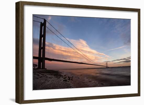 The Humber Bridge at Dusk, East Riding of Yorkshire, Yorkshire, England, United Kingdom, Europe-Mark Sunderland-Framed Photographic Print