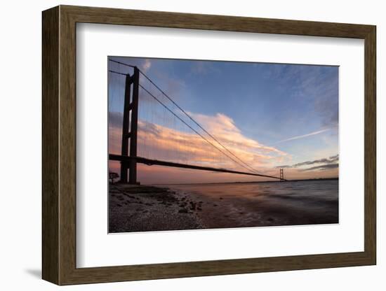 The Humber Bridge at Dusk, East Riding of Yorkshire, Yorkshire, England, United Kingdom, Europe-Mark Sunderland-Framed Photographic Print