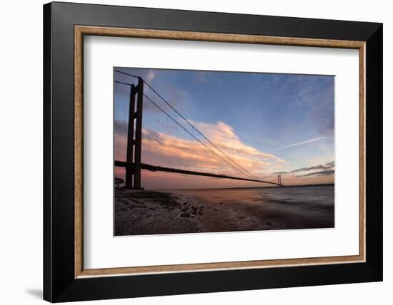 The Humber Bridge at Dusk, East Riding of Yorkshire, Yorkshire, England, United Kingdom, Europe-Mark Sunderland-Framed Photographic Print