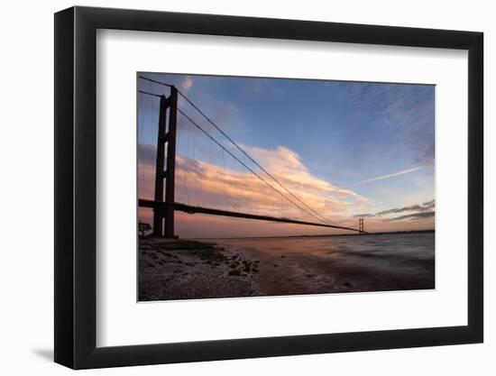 The Humber Bridge at Dusk, East Riding of Yorkshire, Yorkshire, England, United Kingdom, Europe-Mark Sunderland-Framed Photographic Print