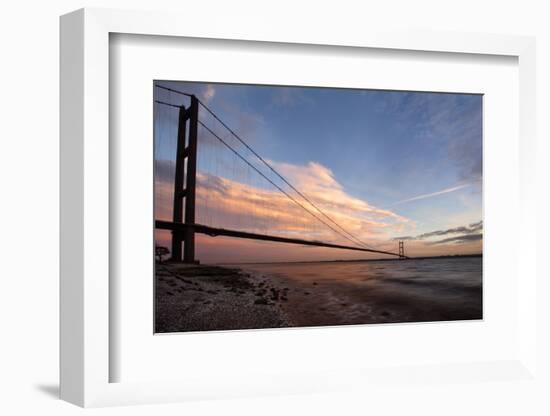 The Humber Bridge at Dusk, East Riding of Yorkshire, Yorkshire, England, United Kingdom, Europe-Mark Sunderland-Framed Photographic Print