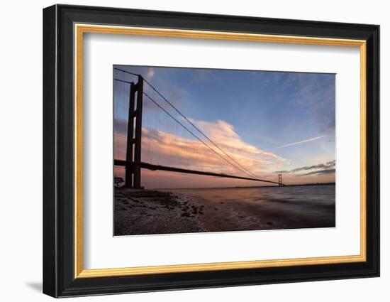 The Humber Bridge at Dusk, East Riding of Yorkshire, Yorkshire, England, United Kingdom, Europe-Mark Sunderland-Framed Photographic Print