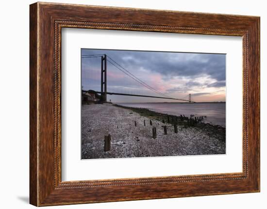 The Humber Bridge at Dusk, East Riding of Yorkshire, Yorkshire, England, United Kingdom, Europe-Mark Sunderland-Framed Photographic Print