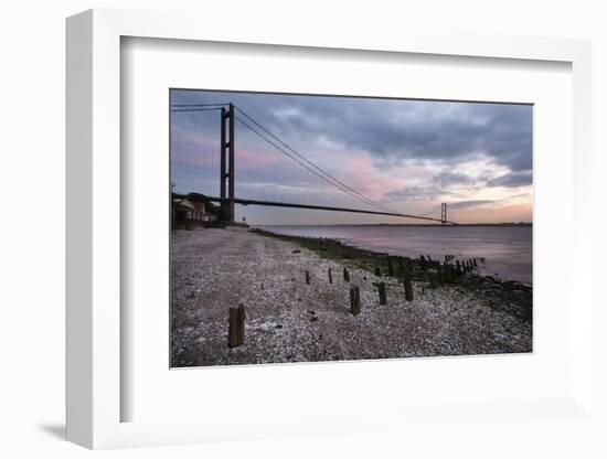 The Humber Bridge at Dusk, East Riding of Yorkshire, Yorkshire, England, United Kingdom, Europe-Mark Sunderland-Framed Photographic Print