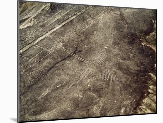 The Humming Bird Geoglyph, aerial view, Nazca, UNESCO World Heritage Site, Ica Region, Peru, South -Karol Kozlowski-Mounted Photographic Print