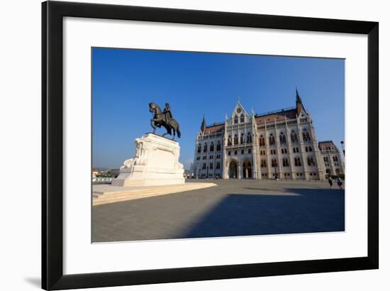 The Hungarian Parliament Building and Statue of Gyula Andressy, Budapest, Hungary, Europe-Carlo Morucchio-Framed Photographic Print