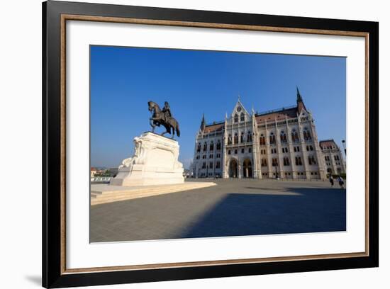 The Hungarian Parliament Building and Statue of Gyula Andressy, Budapest, Hungary, Europe-Carlo Morucchio-Framed Photographic Print