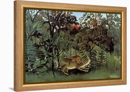 The Hungry Lion Throws Itself on the Antelope-Henri Rousseau-Framed Stretched Canvas