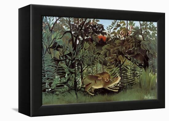 The Hungry Lion Throws Itself on the Antelope-Henri Rousseau-Framed Stretched Canvas